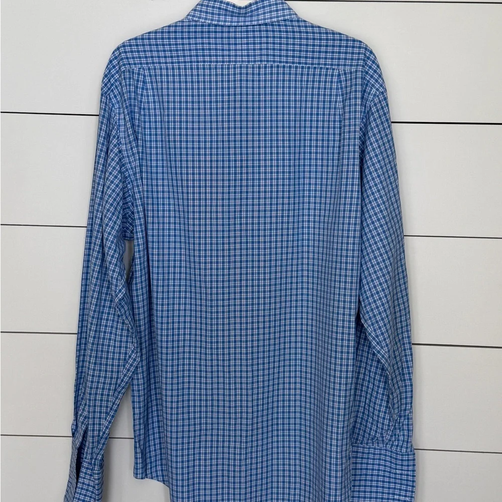 PURPLE LABEL Ralph Lauren Blue Checked Button-Down Shirt - Men's 16.5 - Picture 2 of 6